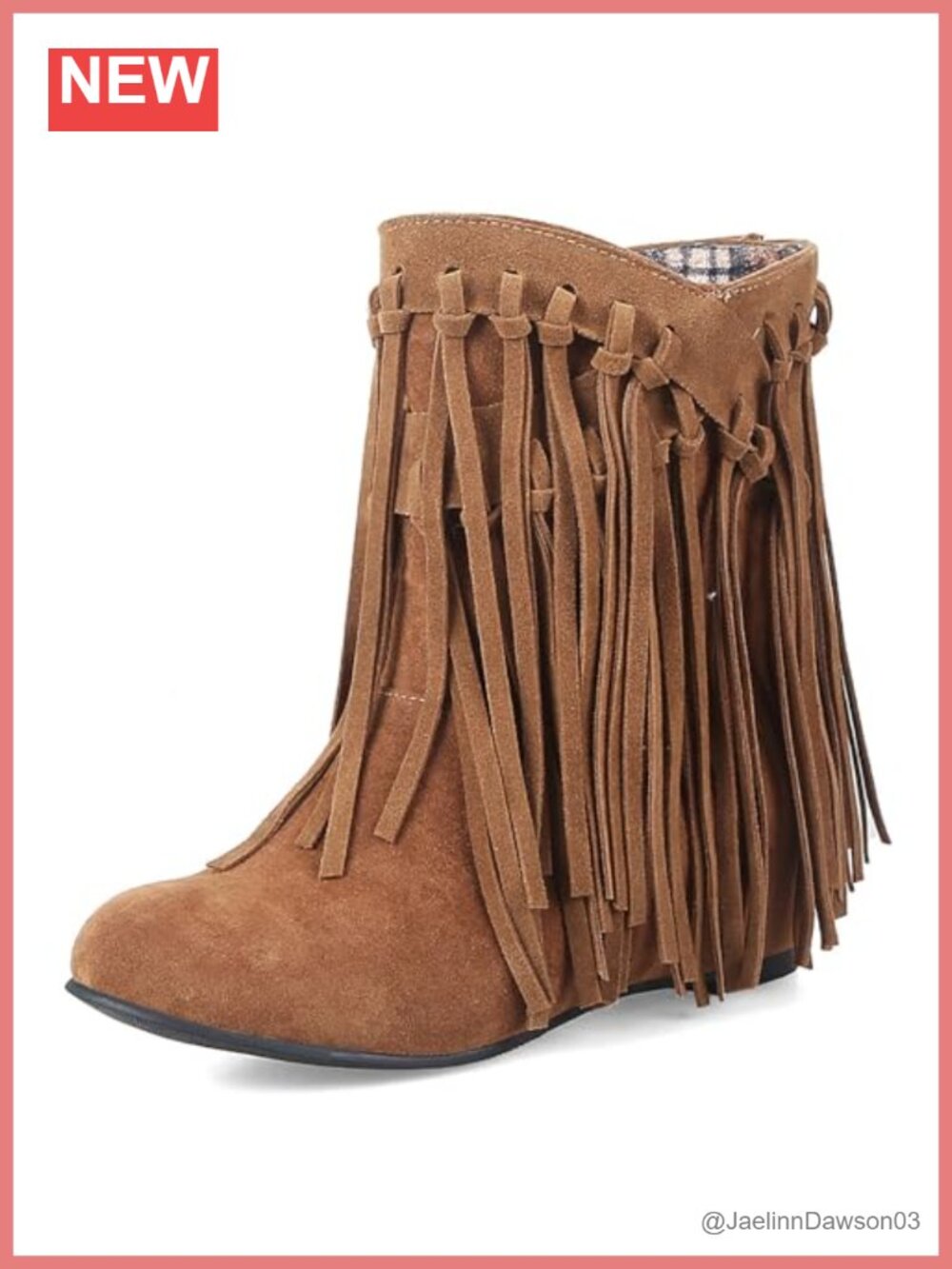 Suede Tassel Fringe Pointed Toe Ankle Booties with Cozy Faux Fur Lining,